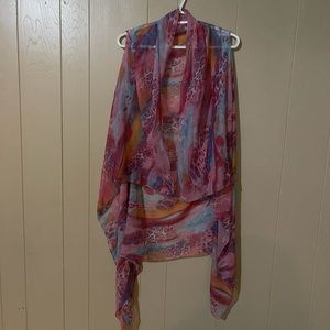 Pink Multicolored Scarf Vest - OS